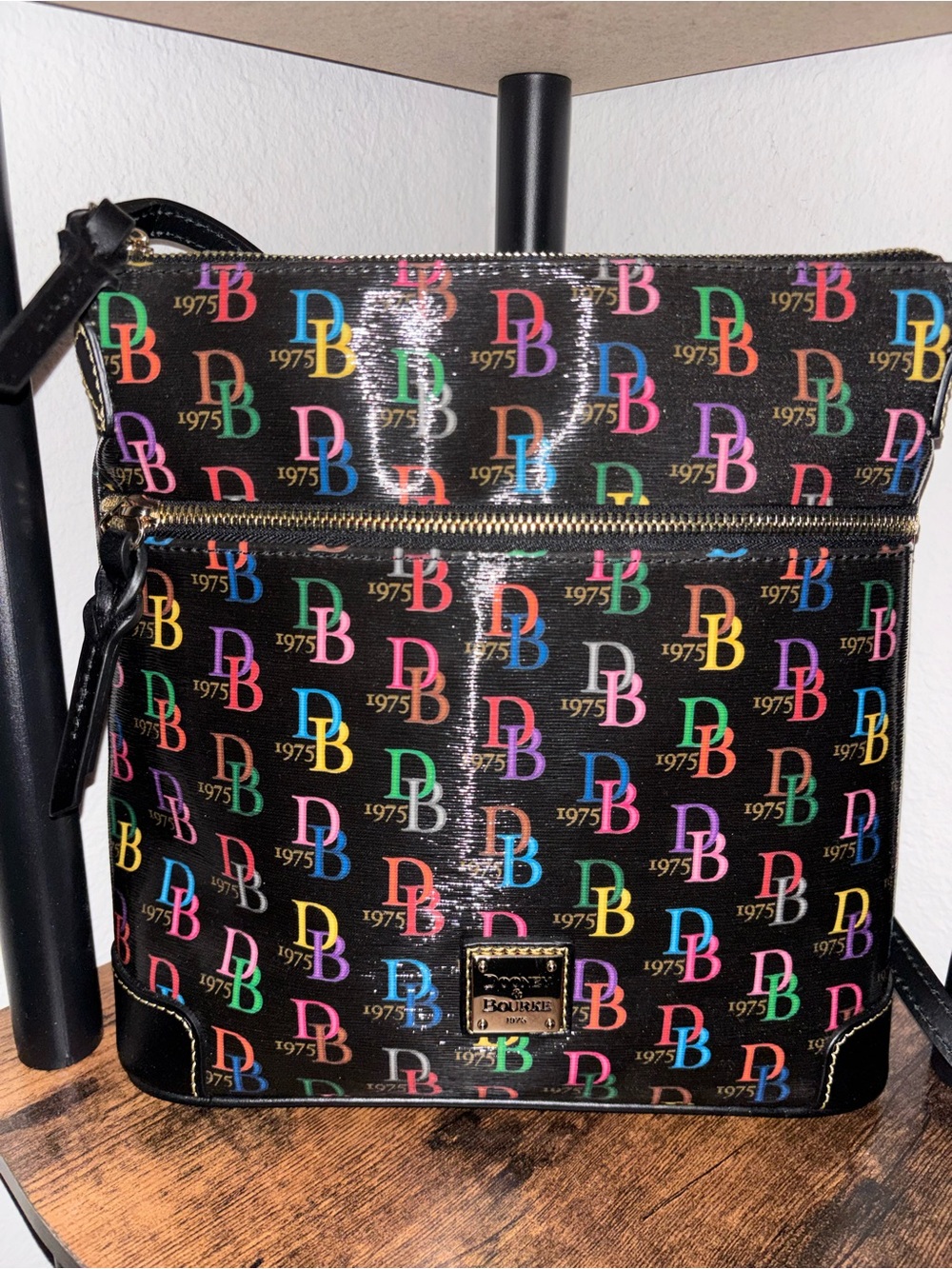 Dooney & Bourke 🆕 DB75 Coated Black Multicolor DB Logo Crossbody Bag